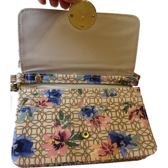 Time and Tru Brand Wallet on a String w/Front Snap and Zipper Floral Print (NWT) - Picture 1 of 15